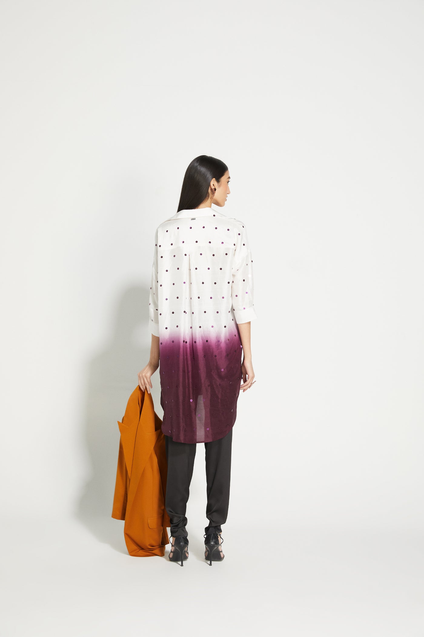 431-88 by Shweta KapurOmbre Ladybug Shirt indian designer wear online shopping melange singapore
