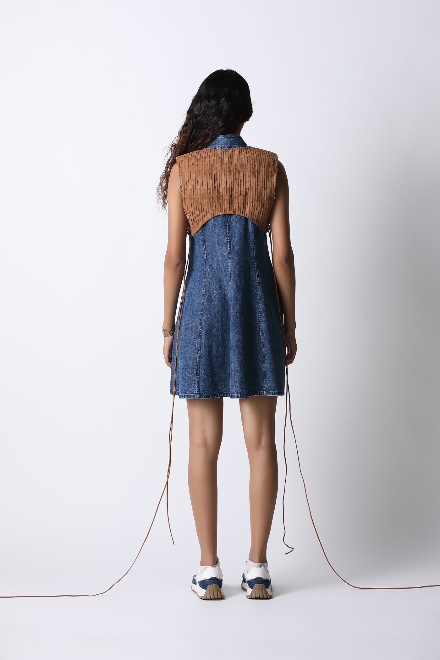 431-88 by Shweta Kapur Overlay Denim Dress indian designer wear online shopping melange singapore