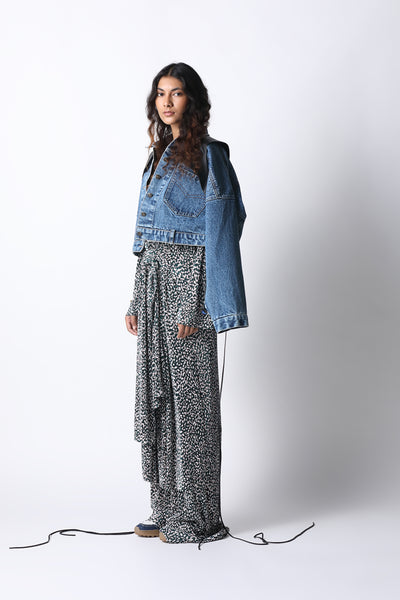 431-88 by Shweta Kapur Overlay Denim Jacket indian designer wear online shopping melange singapore