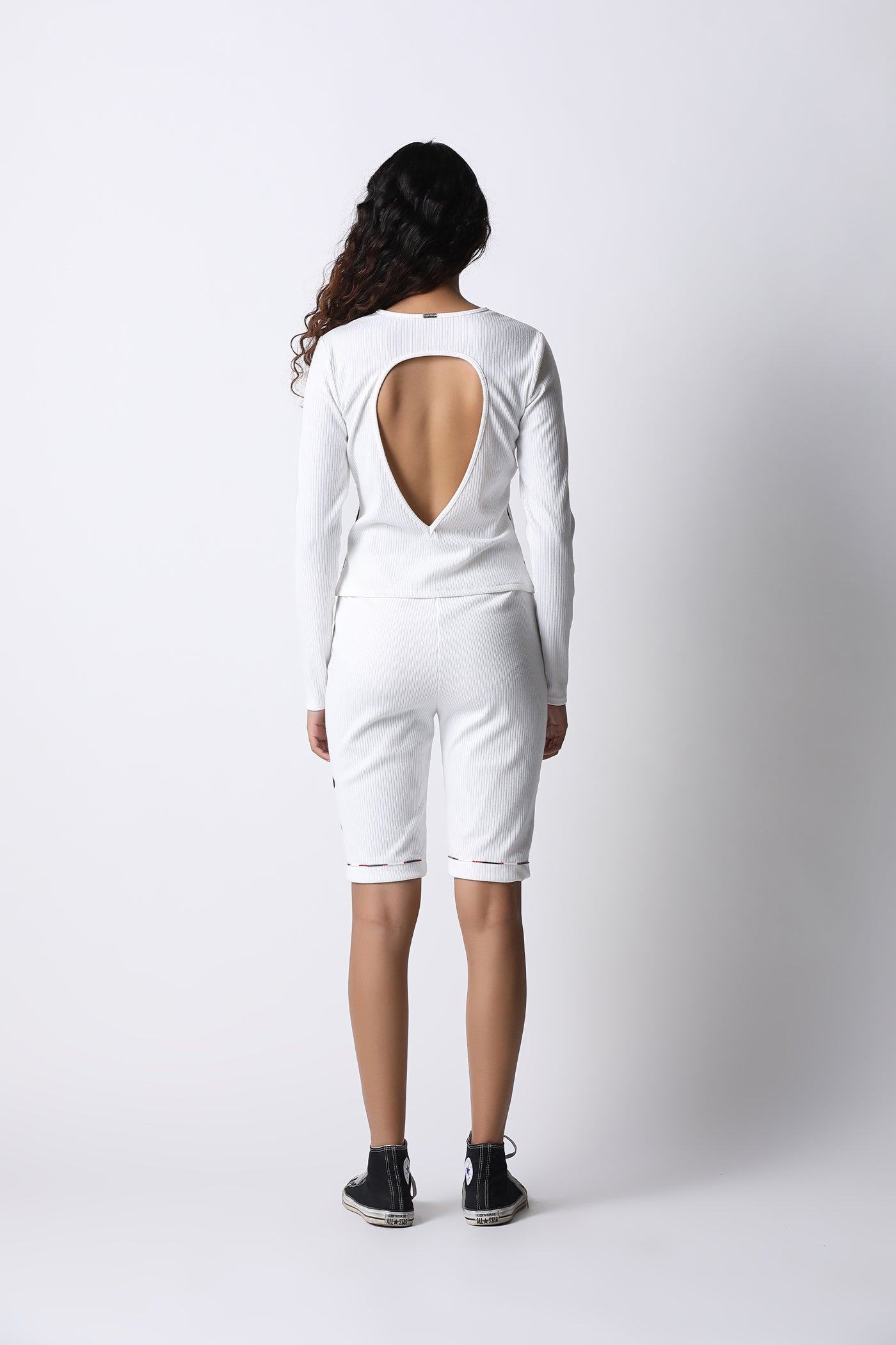 431-88 by Shweta Kapur Ribbed Shorts indian designer wear online shopping melange singapore