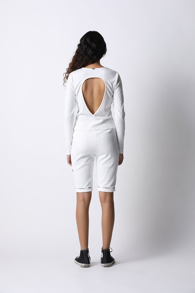 431-88 by Shweta Kapur Ribbed Shorts indian designer wear online shopping melange singapore