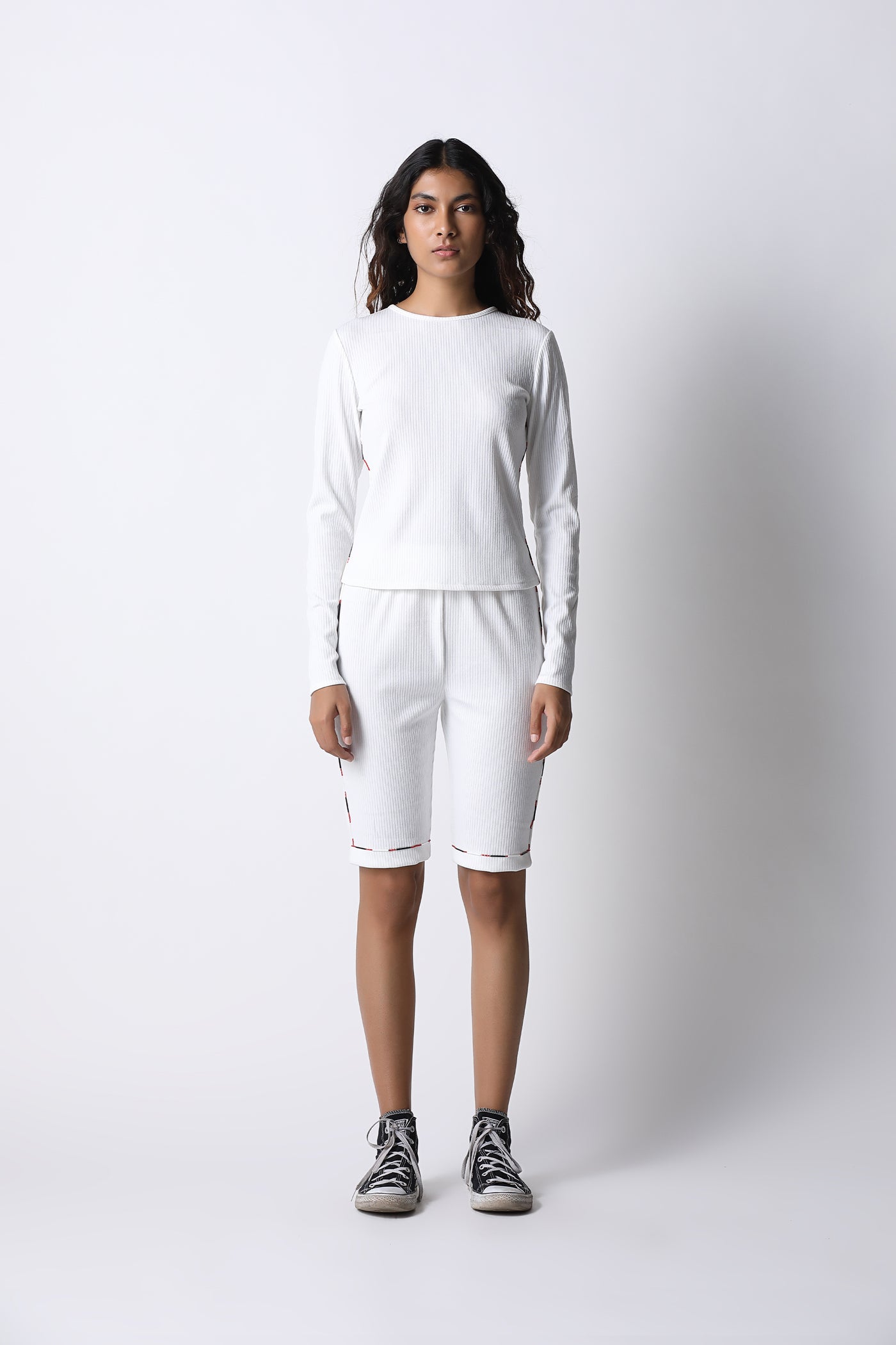 431-88 by Shweta Kapur Ribbed Shorts indian designer wear online shopping melange singapore
