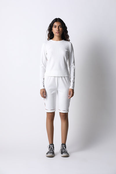 431-88 by Shweta Kapur Ribbed Shorts indian designer wear online shopping melange singapore