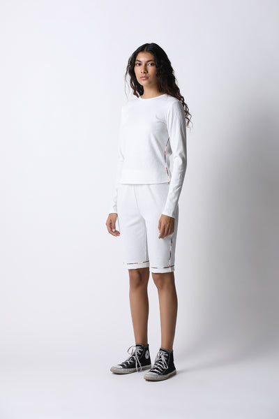 431-88 by Shweta Kapur Ribbed Shorts indian designer wear online shopping melange singapore