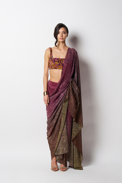 431-88 by Shweta Kapur Sunset Sari Indian designer wear online shopping melange singapore
