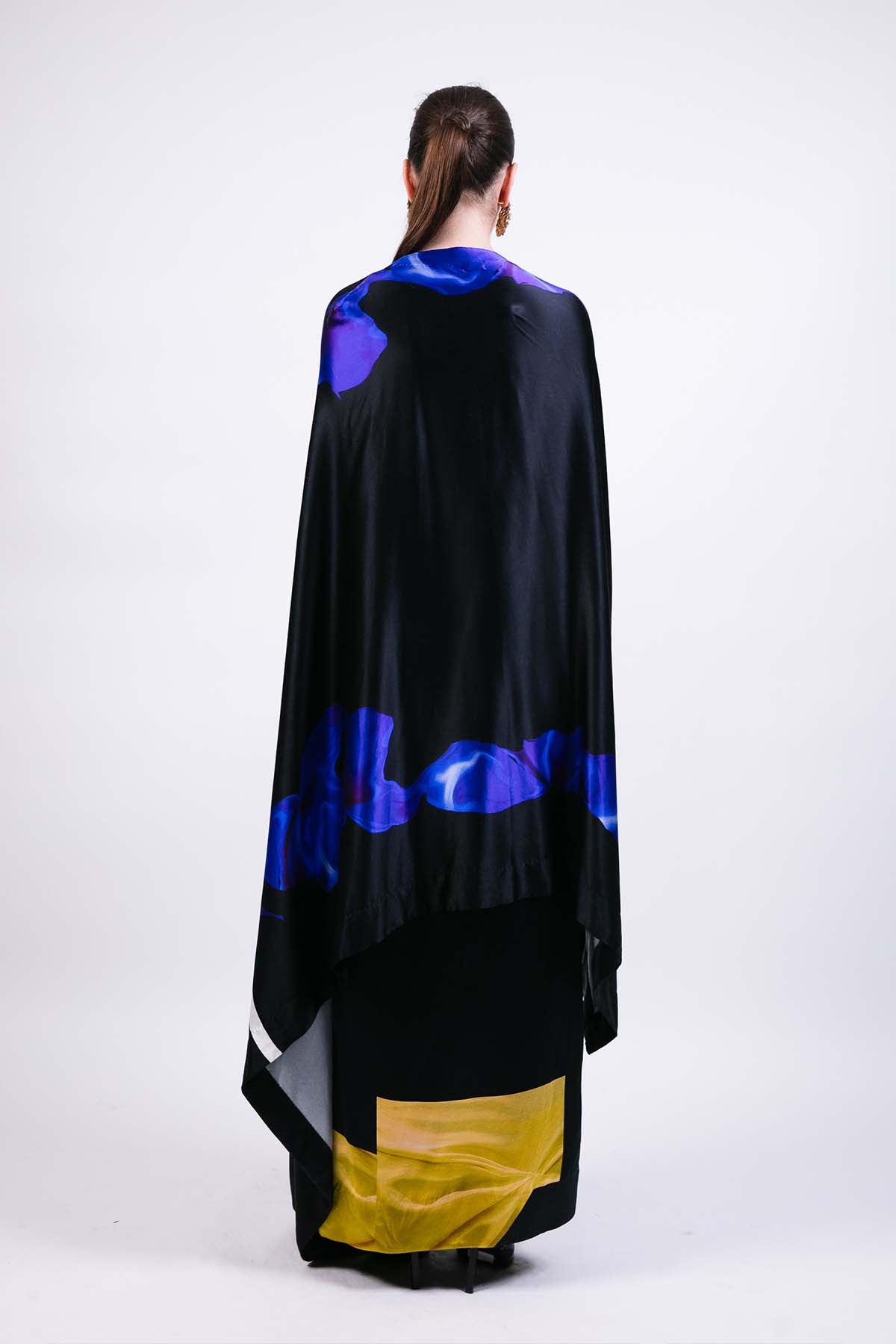 AKOK Abstract Cape Wrap Skirt Set indian designer wear online shopping melange singapore 