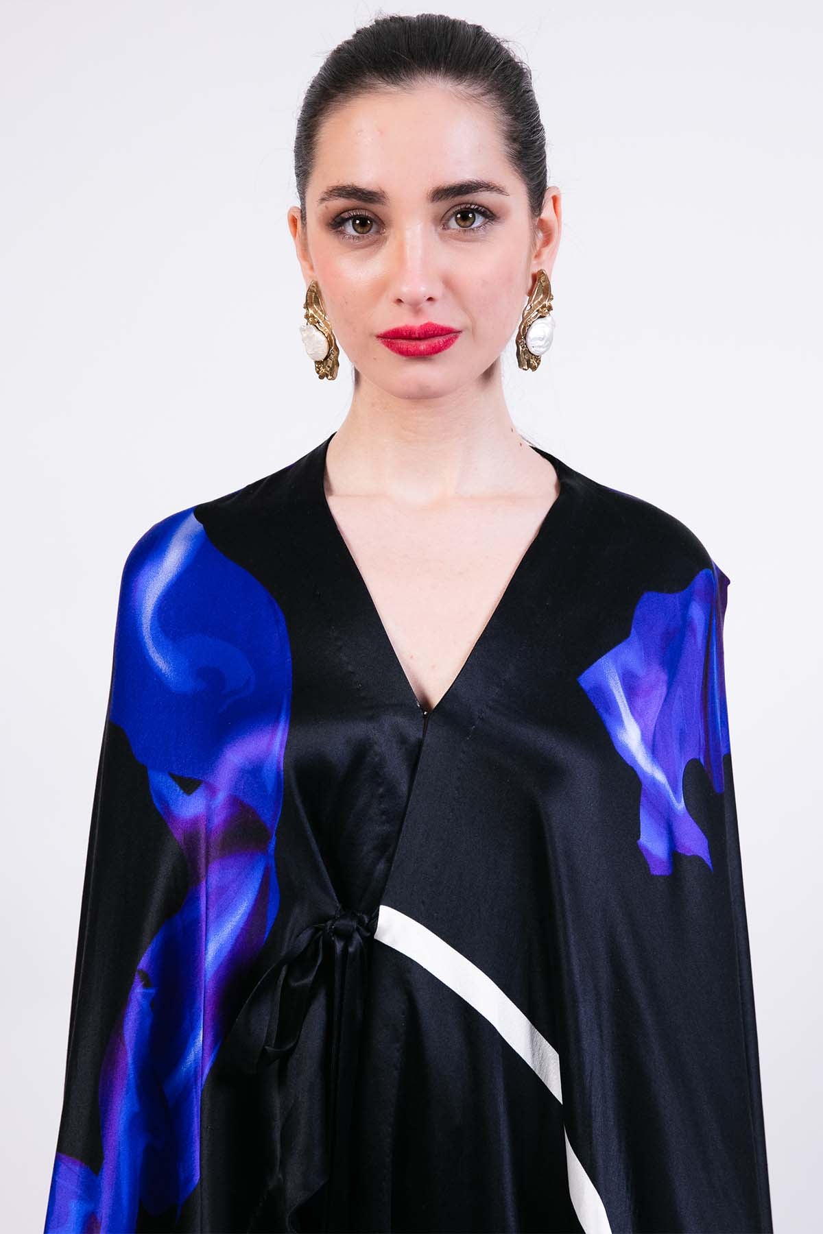AKOK Abstract Cape Wrap Skirt Set indian designer wear online shopping melange singapore 