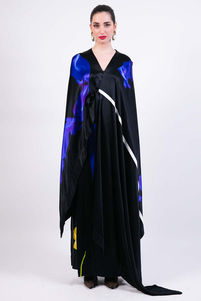 AKOK Abstract Cape Wrap Skirt Set indian designer wear online shopping melange singapore 