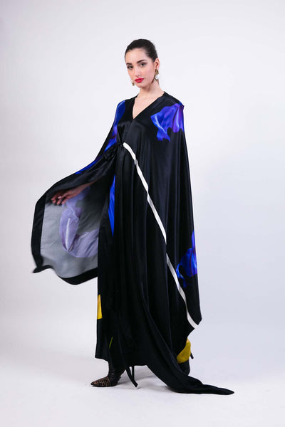 AKOK Abstract Cape Wrap Skirt Set indian designer wear online shopping melange singapore 