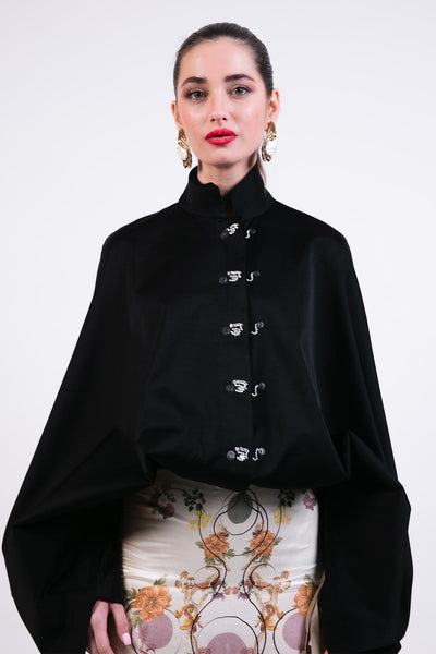 AKOK Black Boxy Jacket With Hand-emb Highlight indian designer wear online shopping melange singapore