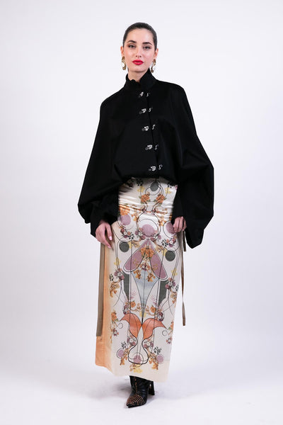 AKOK Black Boxy Jacket With Hand-emb Highlight indian designer wear online shopping melange singapore