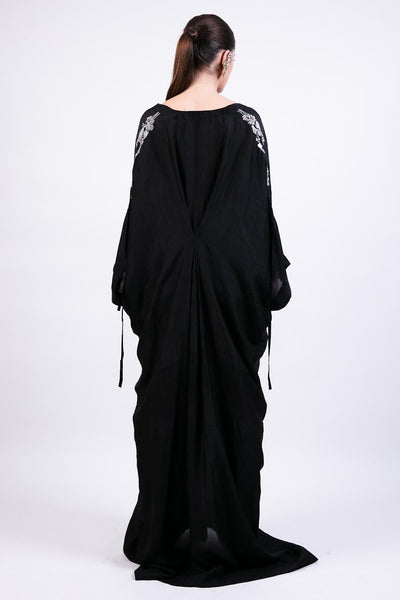 AKOK Black Silk Kaftan Dress With Coin Emb indian designer wear online shopping melange singapore