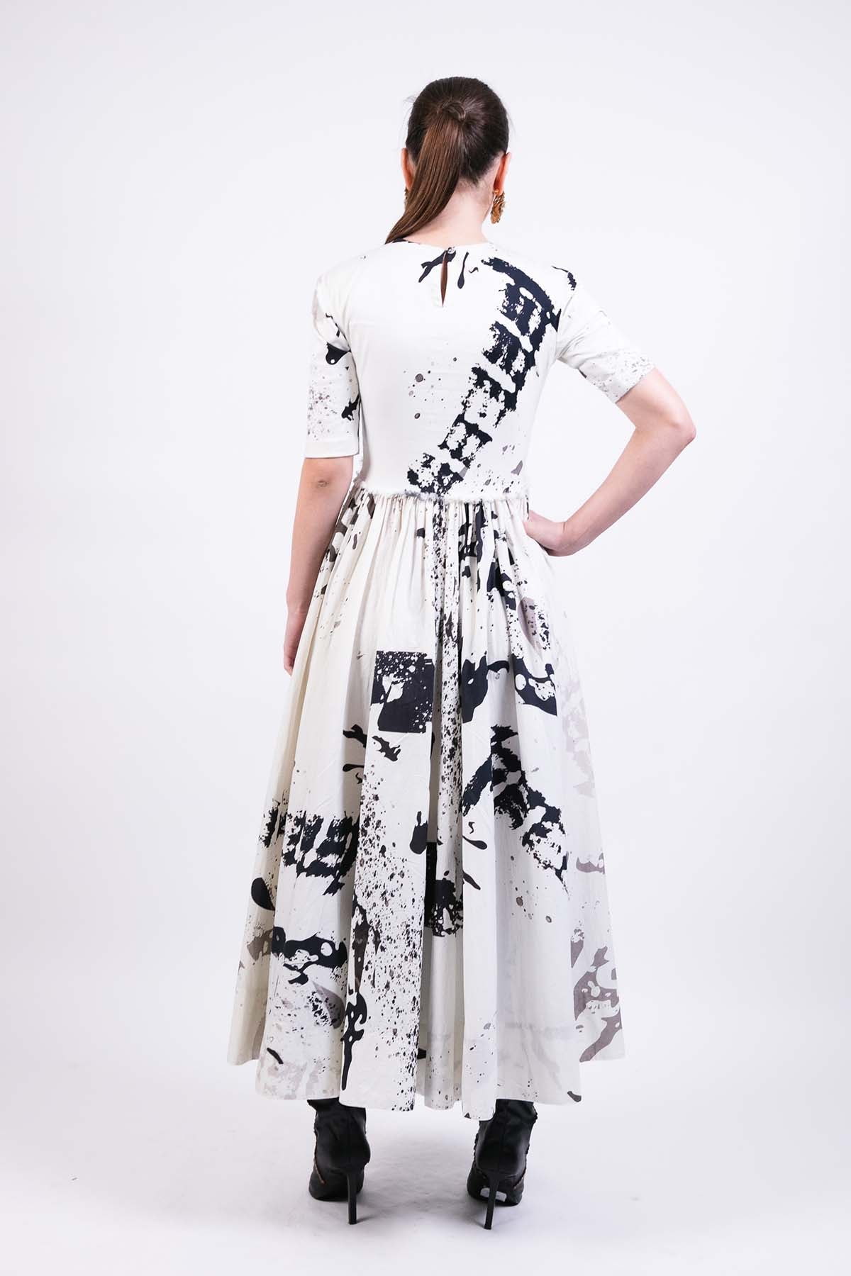AKOK Black White Flared Dress indian designer wear online shopping melange singapore