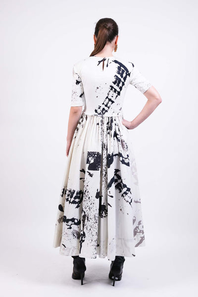 AKOK Black White Flared Dress indian designer wear online shopping melange singapore