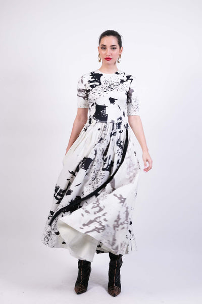 AKOK Black White Flared Dress indian designer wear online shopping melange singapore