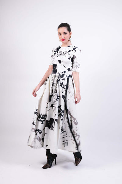 AKOK Black White Flared Dress indian designer wear online shopping melange singapore