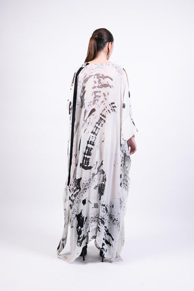 AKOK Black White Splash Print Kaftan Slip Dress indian designer wear online shopping melange singapore 