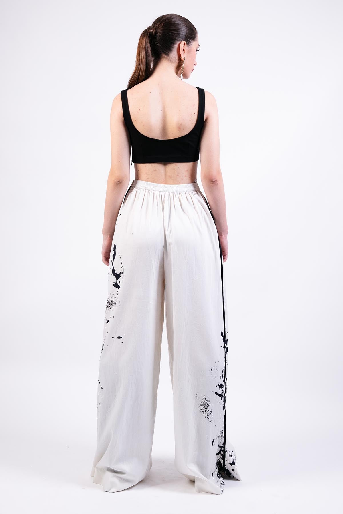 AKOK Black White Splash Print Shirt Dress And Trouser indian designer wear online shopping melange singapore 
