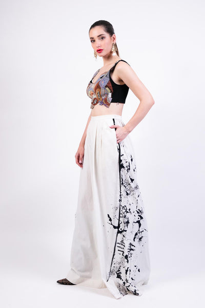 AKOK Black White Splash Print Shirt Dress And Trouser indian designer wear online shopping melange singapore 
