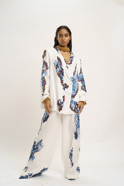 AKOK Blazer with Broad Pant And Crop Top indian designer wear online shopping melange singapore