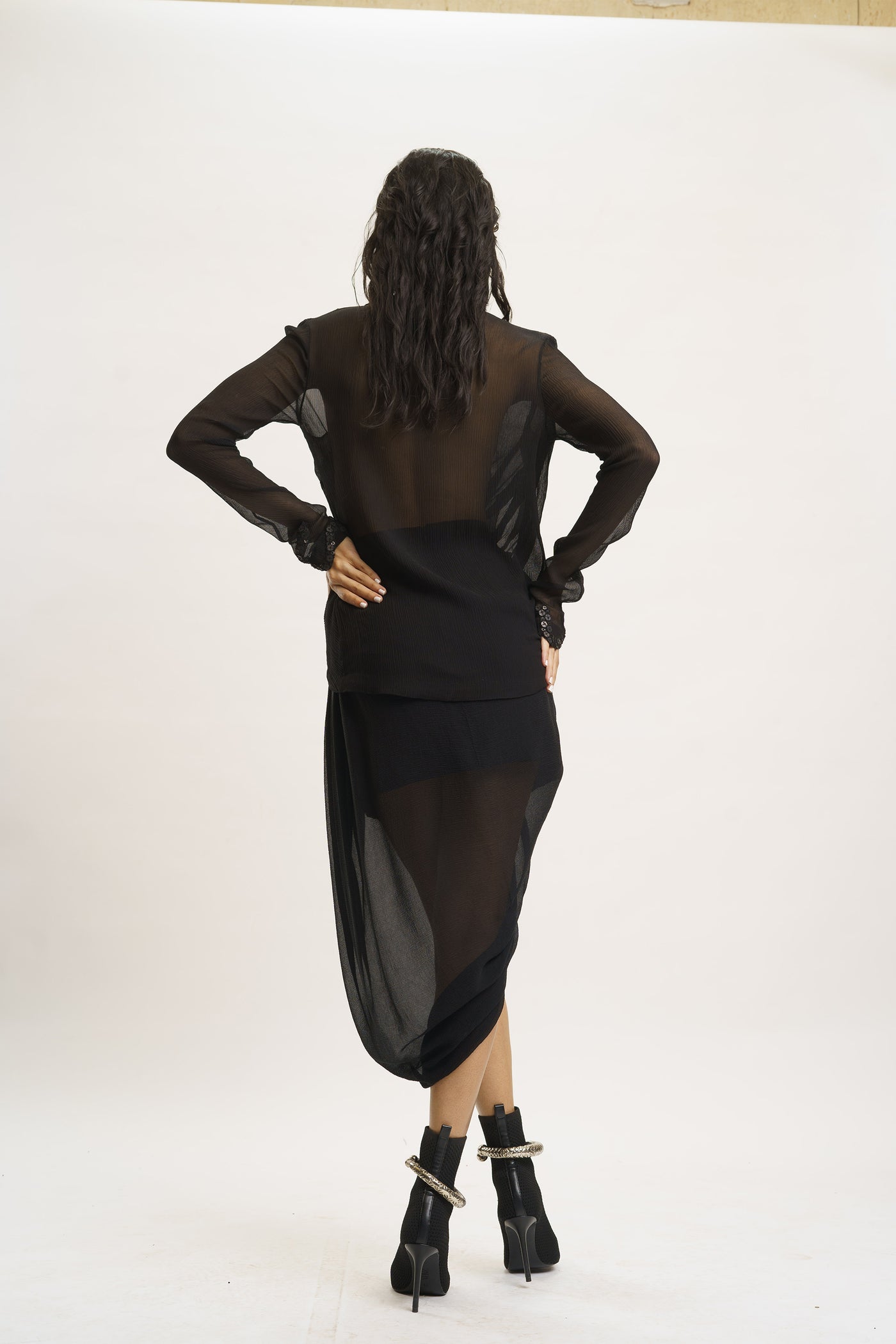AKOK Blazer with Draped Skirt indian designer wear online shopping melange singapore
