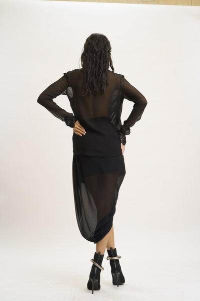 AKOK Blazer with Draped Skirt indian designer wear online shopping melange singapore
