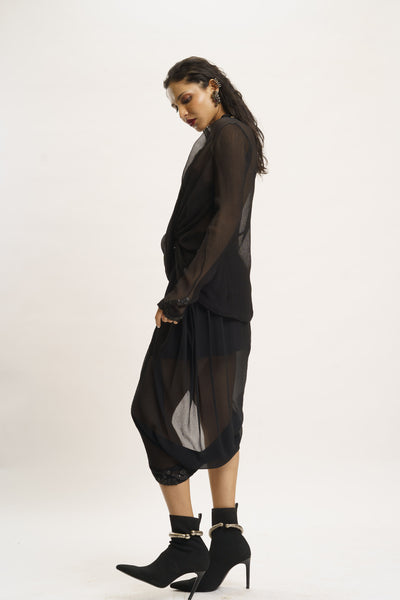 AKOK Blazer with Draped Skirt indian designer wear online shopping melange singapore
