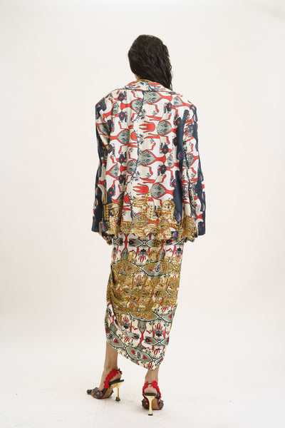 AKOK Blazer with Knotted Skirt and Crop Top indian designer wear online shopping melange singapore