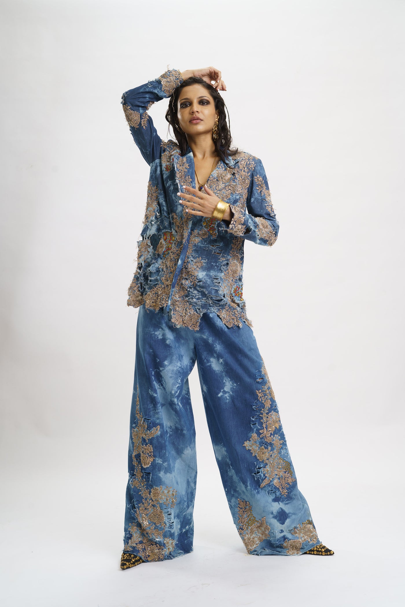 AKOK Blazer with Pants And Crop Top indian designer wear online shopping melange singapore