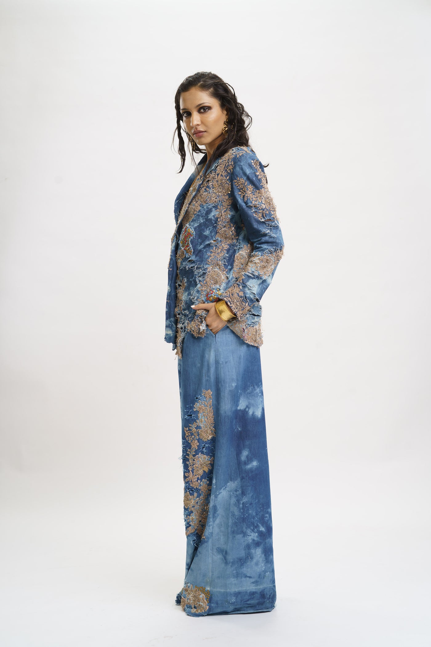 AKOK Blazer with Pants And Crop Top indian designer wear online shopping melange singapore