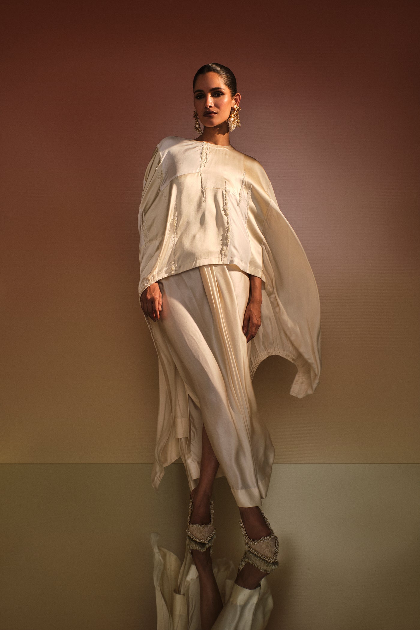AKOK Cape With Lungi Skirt indian designer wear online shopping melange singapore