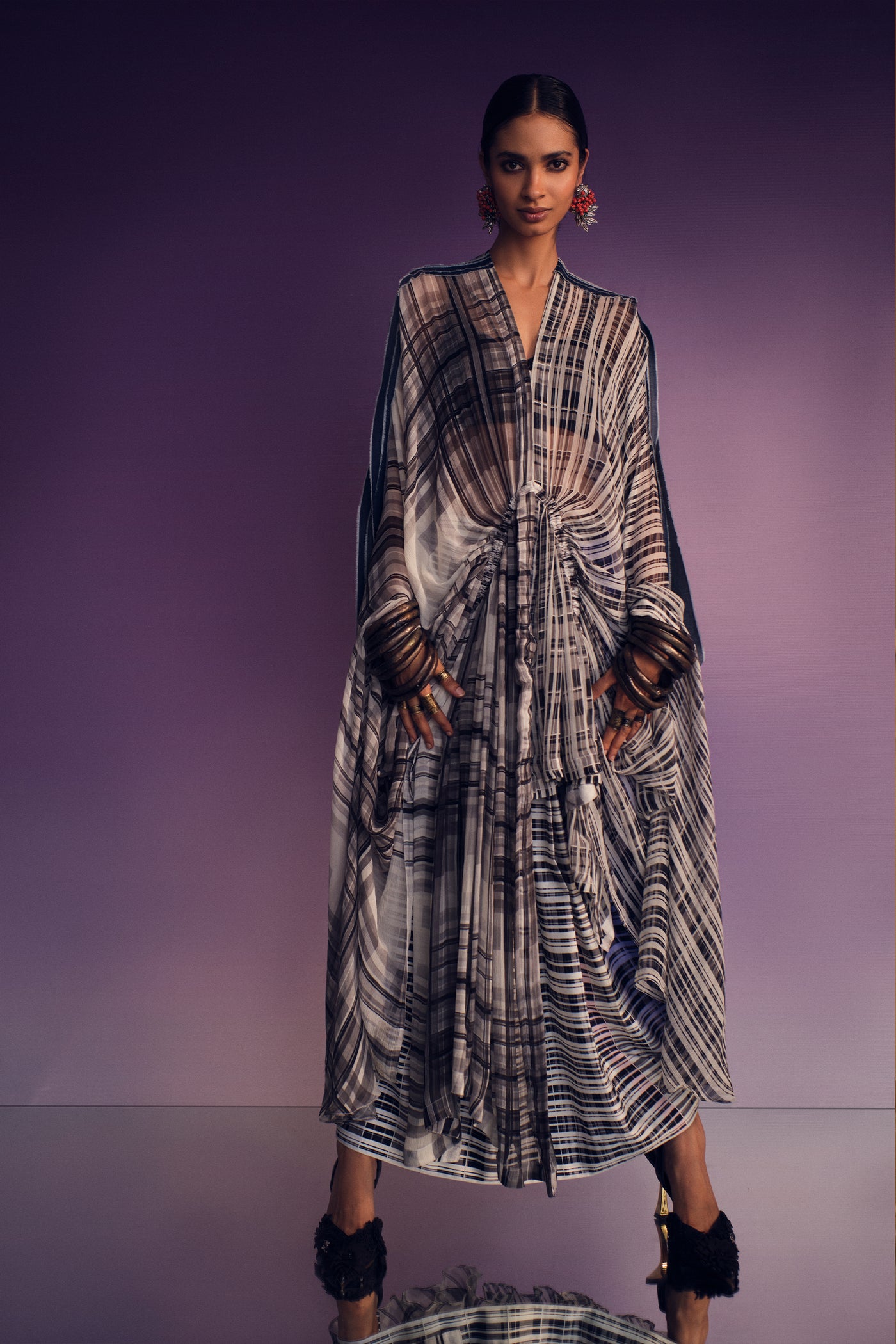 AKOK Chiffon Wrap With Slip Dress indian designer wear online shopping melange singapore