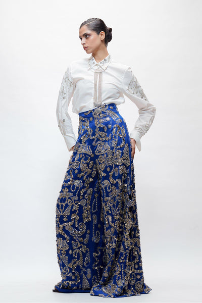 AKOK Classic White Embroidered Shirt indian designer wear online shopping melange singapore 