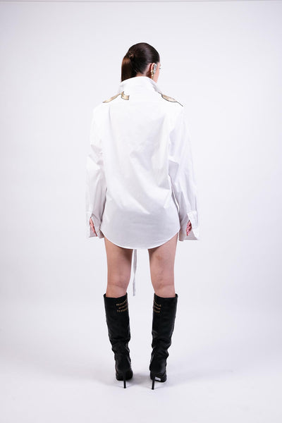 AKOK Cotton Short Dress With Zari Applique Work indian designer wear online shopping melange singapore 
