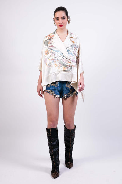 AKOK Elegant Printed Cape Shirt indian designer wear online shopping melange singapore 