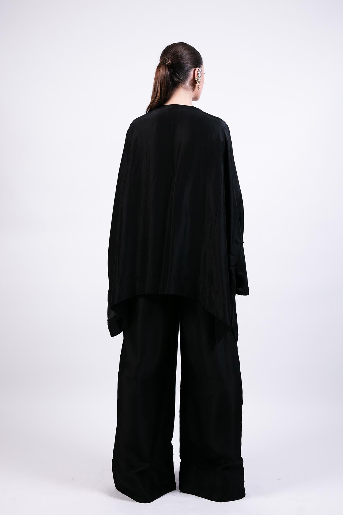 AKOK Embroidered Black Kurta Flared Pants Co-ord indian designer wear online shopping melange singapore 