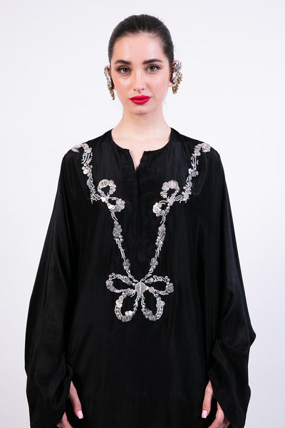 AKOK Embroidered Black Kurta Flared Pants Co-ord indian designer wear online shopping melange singapore 