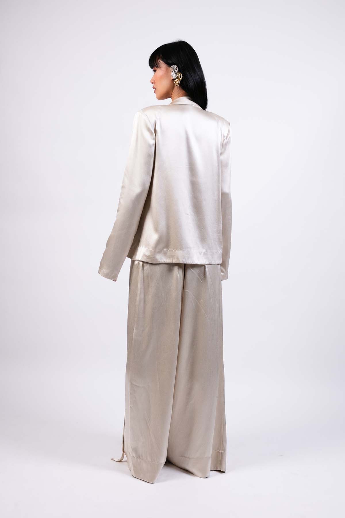 AKOK Embroidered Blazer Crop Top Trouser Set indian designer wear online shopping melange singapore 