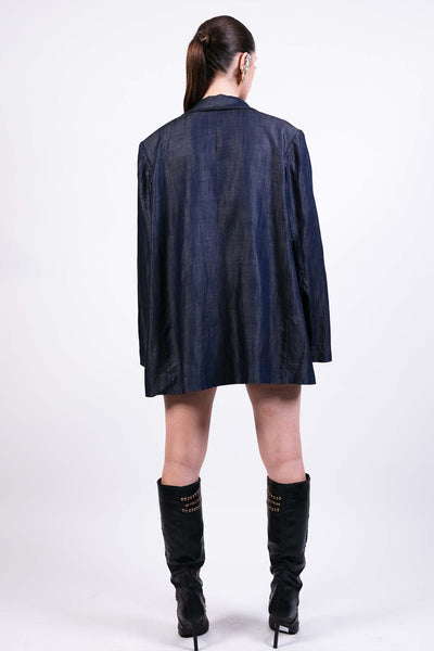 AKOK Hand Embroidered Denim Blazer indian designer wear online shopping melange singapore 