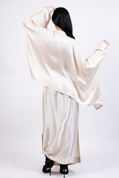 AKOK Ivory Kurta With Lungi Skirt Embroidered Co-ord indian designer wear online shopping melange singapore 