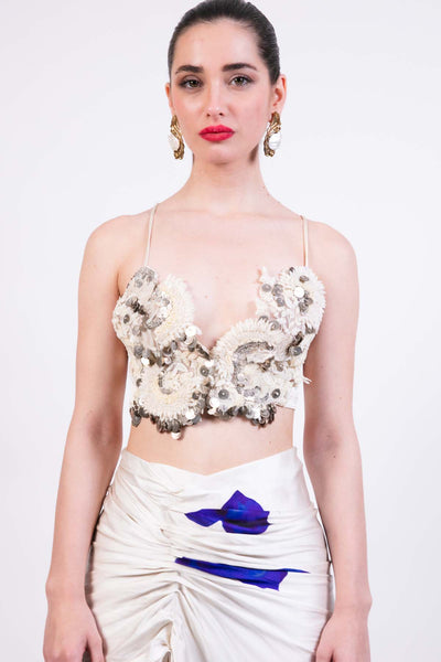 AKOK Lace Embroidered Bralette indian designer wear online shopping melange singapore 