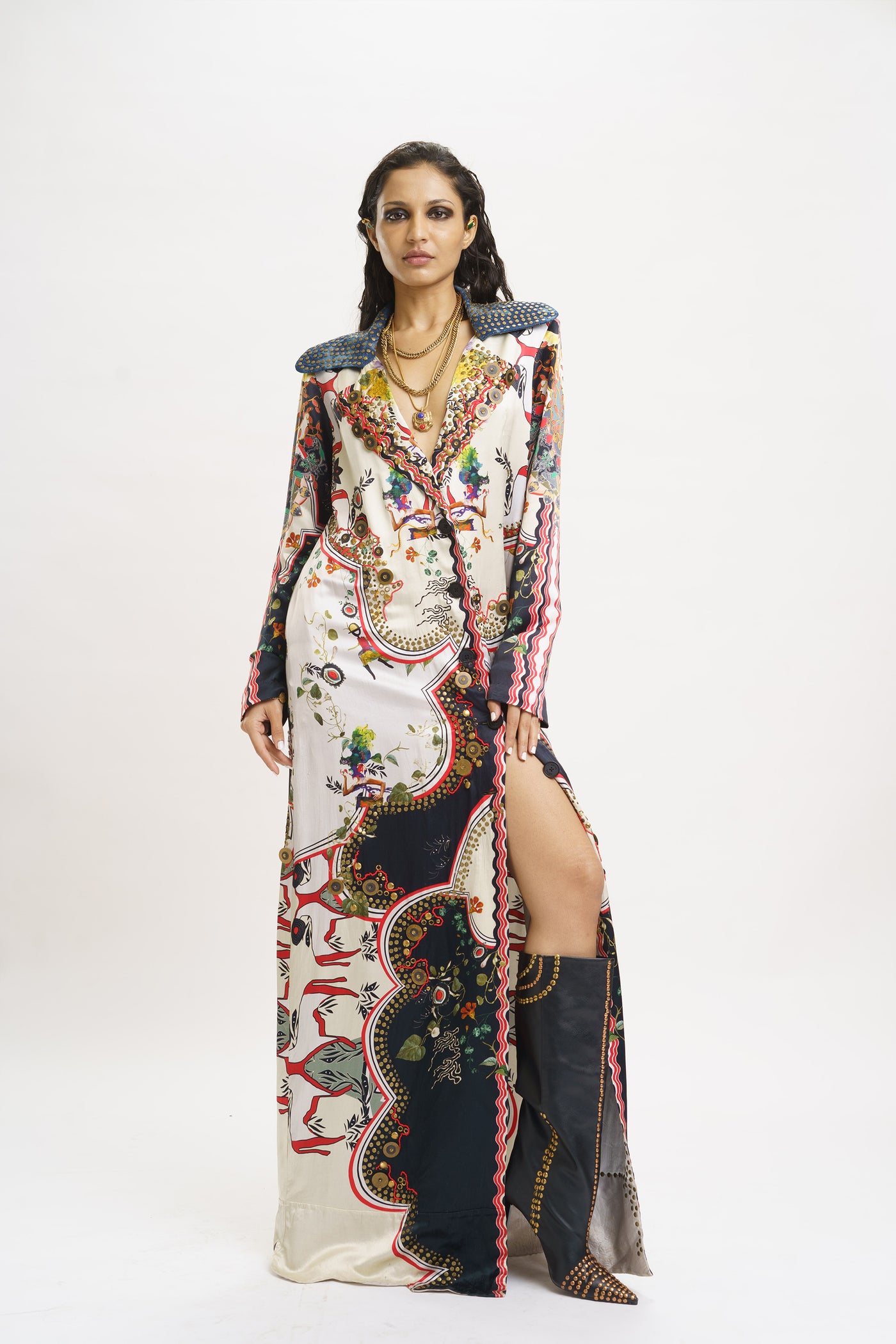 AKOK Long Kurta Jacket indian designer wear online shopping melange singapore
