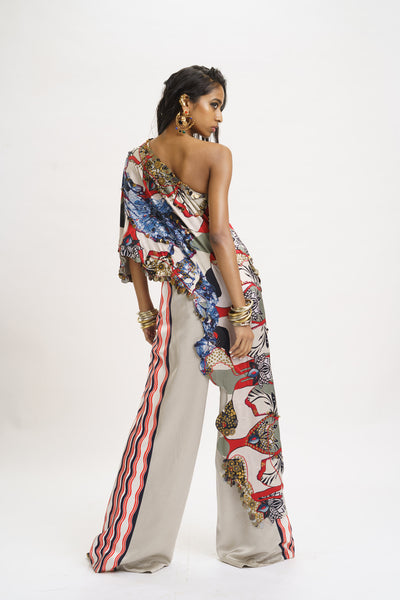 AKOK One Shoulder Top with Trouser indian designer wear online shopping melange singapore