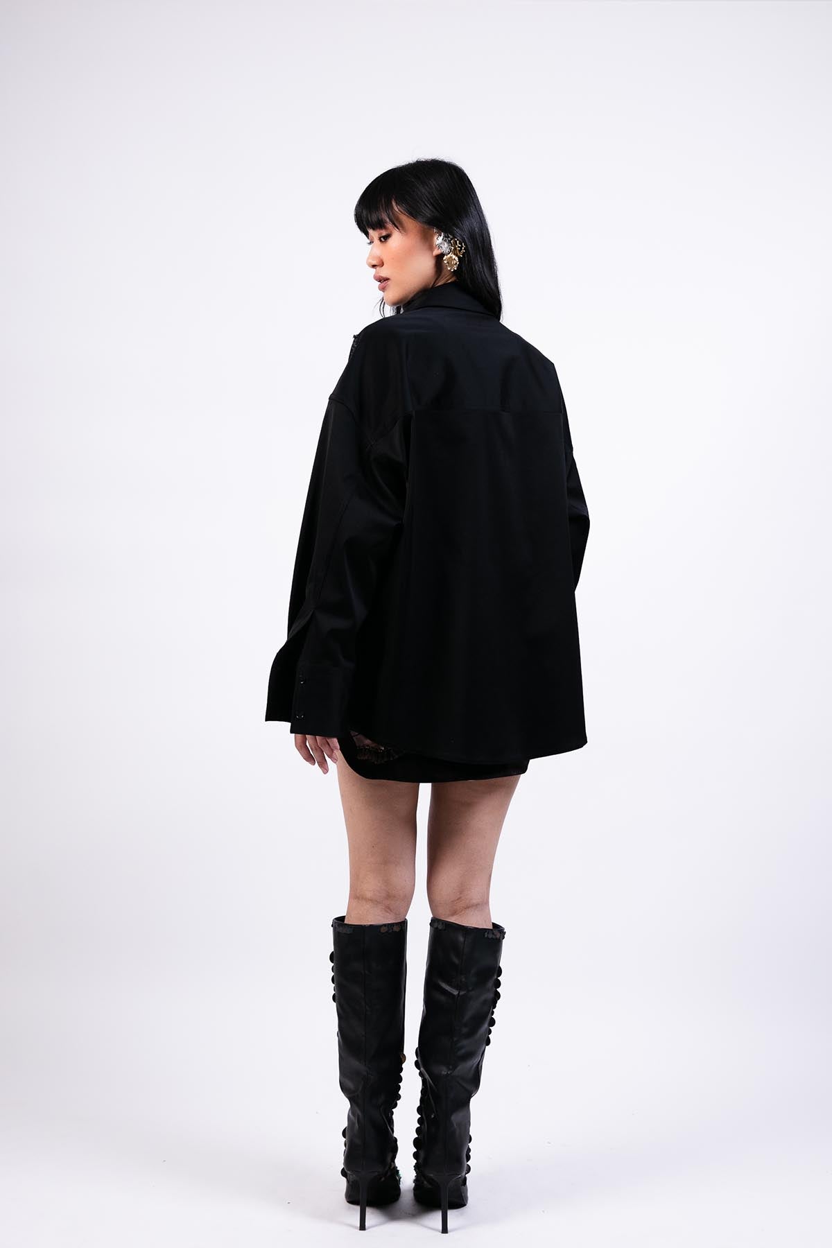 AKOK Oversised Shirt Jacket With Hand-emb Highlight indian designer wear online shopping melange singapore 