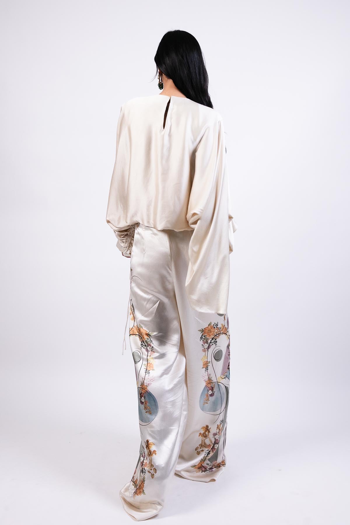 AKOK Printed Silk Trosuer With Applique Top indian designer wear online shopping melange singapore 