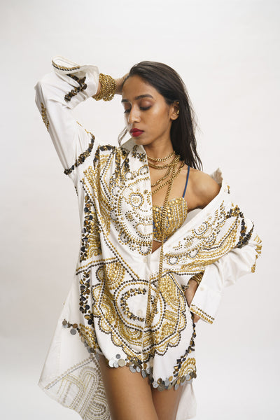 AKOK Shirt Dress indian designer wear online shopping melange singapore
