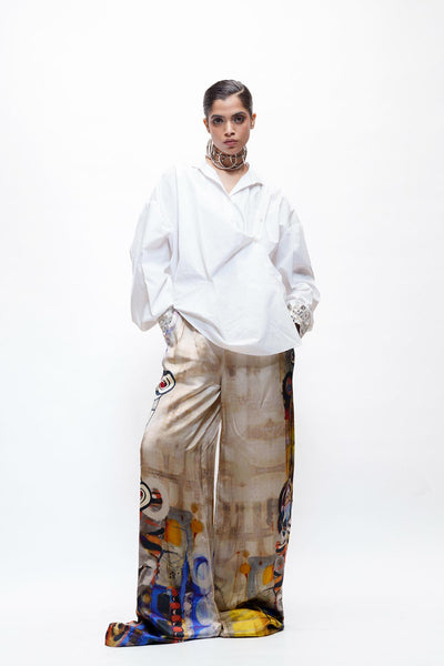 AKOK Signature Printed Silk Pants indian designer wear online shopping melange singapore 