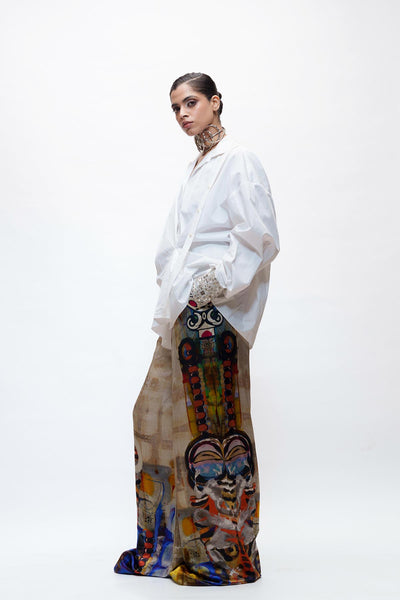 AKOK Signature Printed Silk Pants indian designer wear online shopping melange singapore 