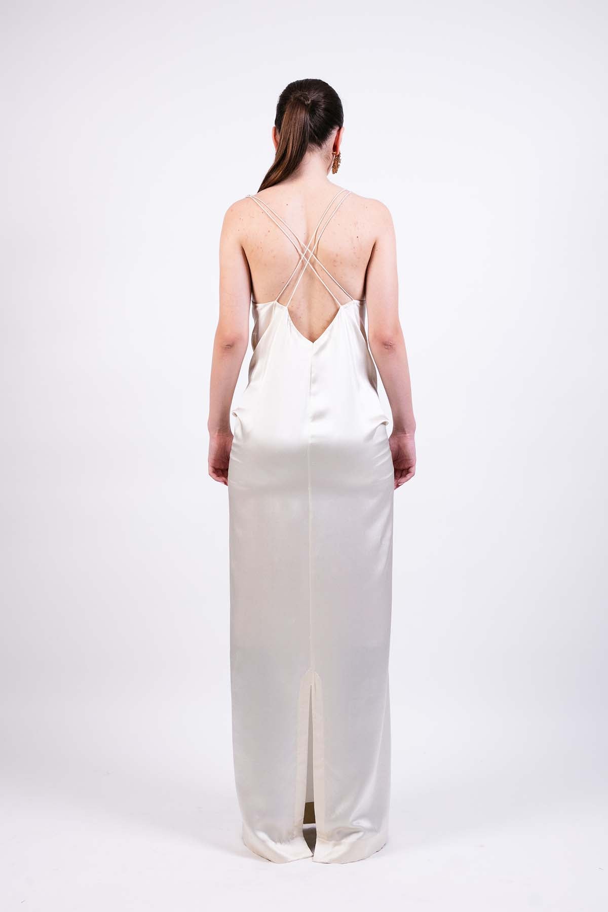 AKOK Silk Lace Embroidered Dress indian designer wear online shopping melange singapore 