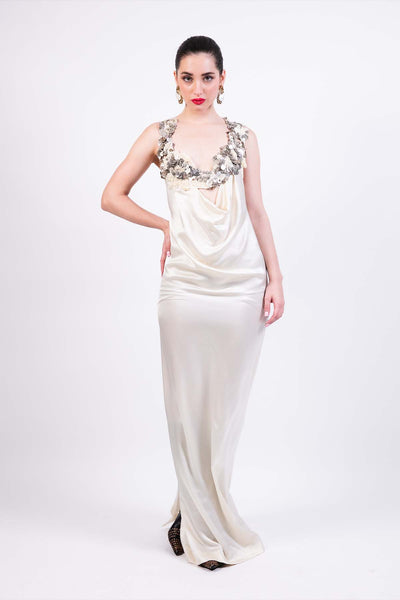 AKOK Silk Lace Embroidered Dress indian designer wear online shopping melange singapore 